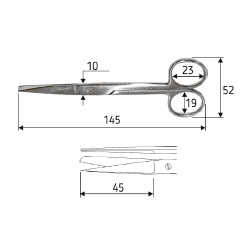 Ножиці J-22-012 хірургічні, 14,5 см, гострий/тупий/прямі